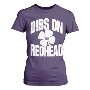 Funny Irish St Patricks Day Shamrock Dibs On The Redhead T Shirt For Women TS10 Purple Print Your Wear