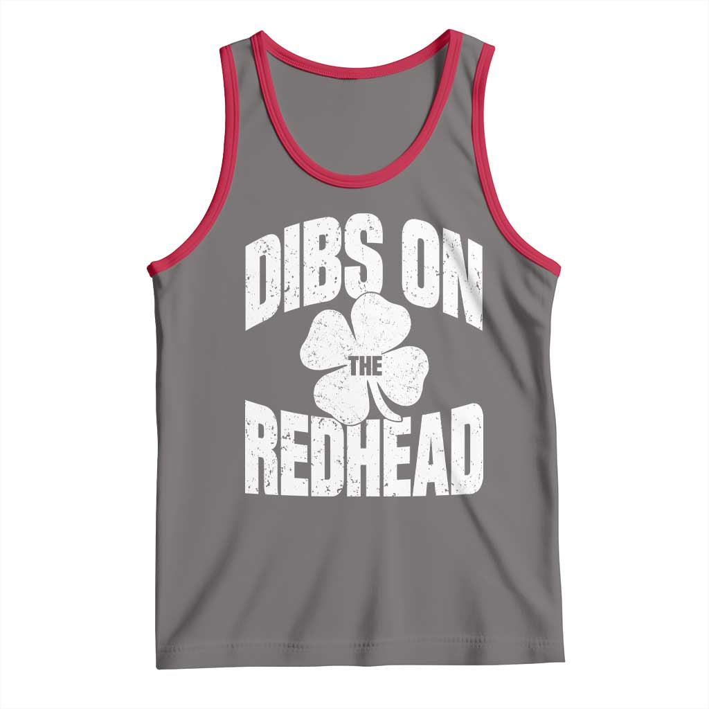 Funny Irish St Patricks Day Shamrock Dibs On The Redhead Tank Top TS10 Deep Heather Red Print Your Wear
