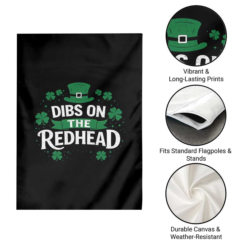 Funny Irish St Patricks Day Dibs On The Redhead Garden Flag Lucky Shamrock Clovers TS10 Print Your Wear