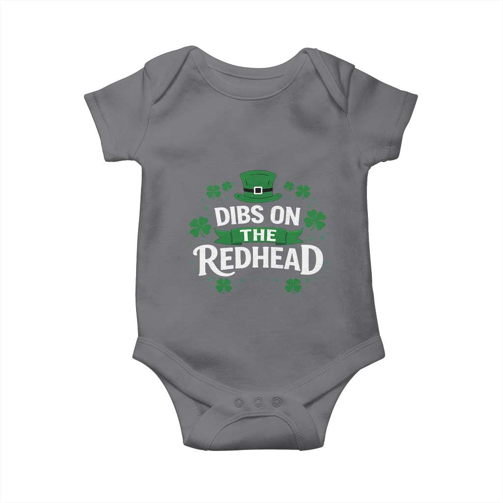 Funny Irish St Patricks Day Dibs On The Redhead Baby Onesie Lucky Shamrock Clovers TS10 Charcoal Print Your Wear