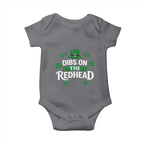 Funny Irish St Patricks Day Dibs On The Redhead Baby Onesie Lucky Shamrock Clovers TS10 Charcoal Print Your Wear