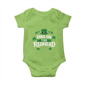 Funny Irish St Patricks Day Dibs On The Redhead Baby Onesie Lucky Shamrock Clovers TS10 Lime Print Your Wear