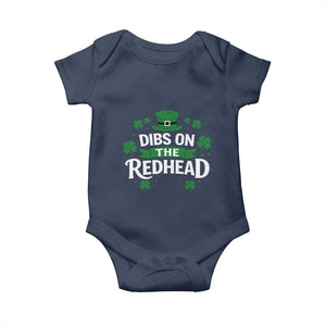 Funny Irish St Patricks Day Dibs On The Redhead Baby Onesie Lucky Shamrock Clovers TS10 Navy Print Your Wear
