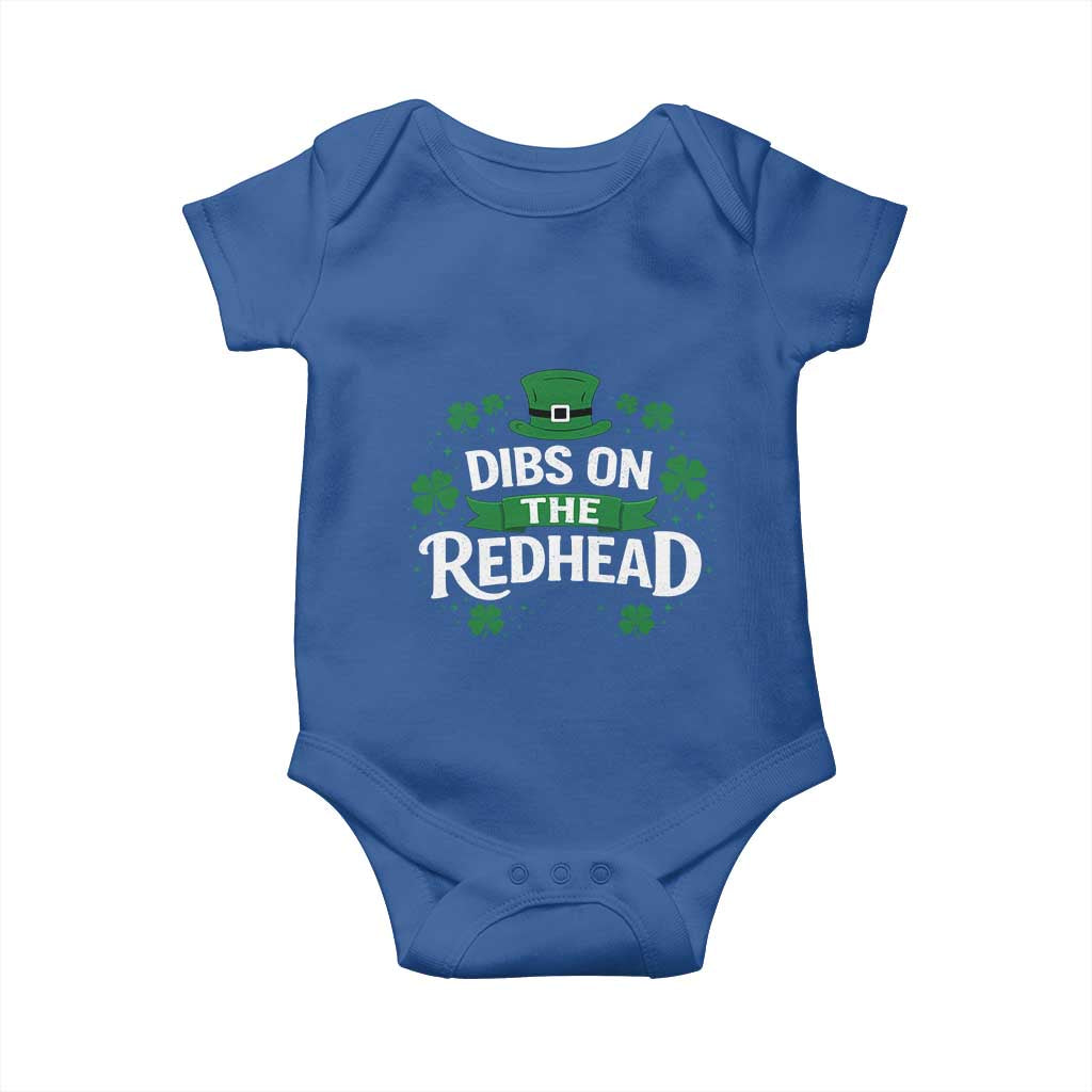 Funny Irish St Patricks Day Dibs On The Redhead Baby Onesie Lucky Shamrock Clovers TS10 Royal Blue Print Your Wear