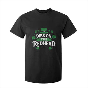 Funny Irish St Patricks Day Dibs On The Redhead T Shirt For Kid Lucky Shamrock Clovers TS10 Black Print Your Wear