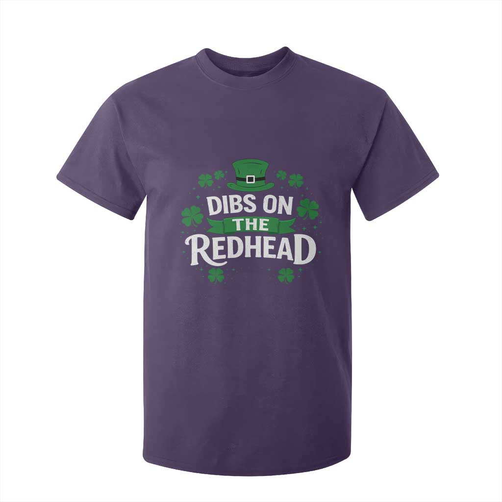 Funny Irish St Patricks Day Dibs On The Redhead T Shirt For Kid Lucky Shamrock Clovers TS10 Purple Print Your Wear