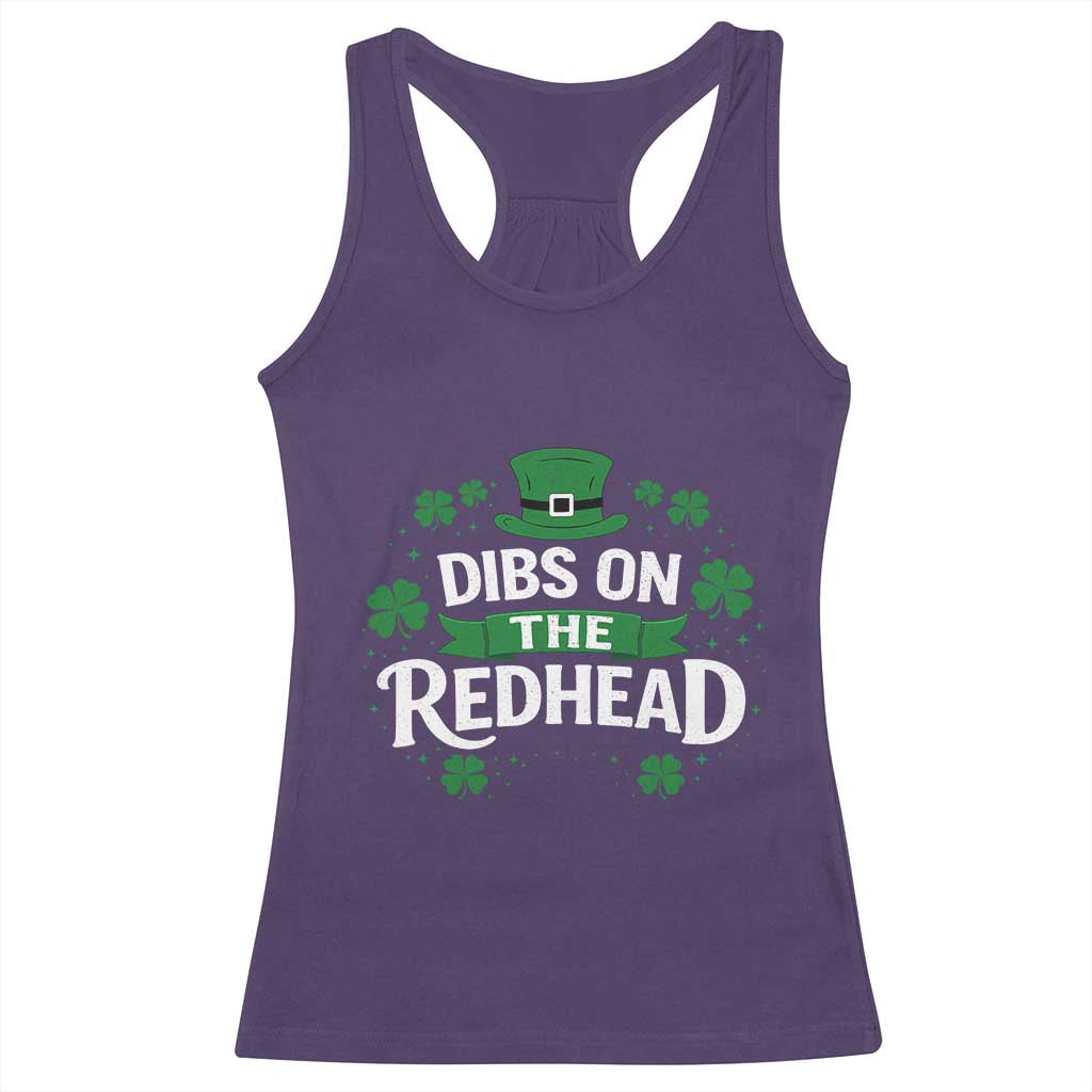 Funny Irish St Patricks Day Dibs On The Redhead Racerback Tank Top Lucky Shamrock Clovers TS10 Purple Print Your Wear