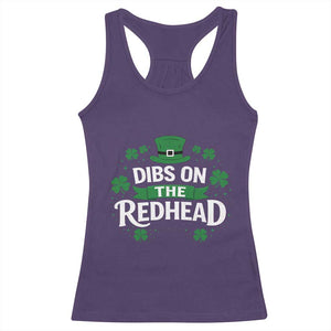 Funny Irish St Patricks Day Dibs On The Redhead Racerback Tank Top Lucky Shamrock Clovers TS10 Purple Print Your Wear