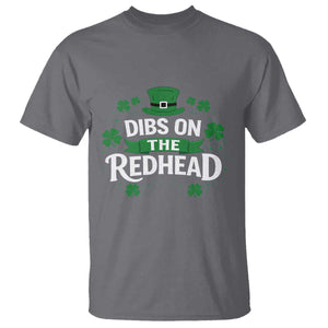 Funny Irish St Patricks Day Dibs On The Redhead T Shirt Lucky Shamrock Clovers TS10 Charcoal Print Your Wear