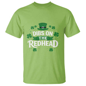 Funny Irish St Patricks Day Dibs On The Redhead T Shirt Lucky Shamrock Clovers TS10 Lime Print Your Wear