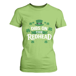 Funny Irish St Patricks Day Dibs On The Redhead T Shirt For Women Lucky Shamrock Clovers TS10 Lime Print Your Wear
