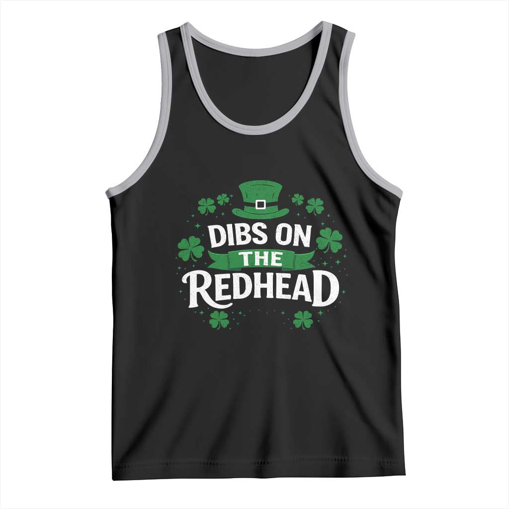 Funny Irish St Patricks Day Dibs On The Redhead Tank Top Lucky Shamrock Clovers TS10 Black Athletic Heather Print Your Wear