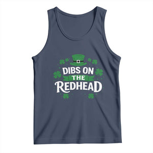 Funny Irish St Patricks Day Dibs On The Redhead Tank Top Lucky Shamrock Clovers TS10 Navy Print Your Wear