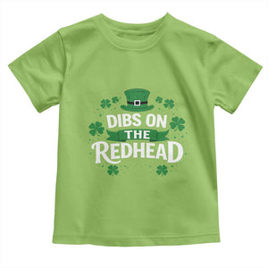 Funny Irish St Patricks Day Dibs On The Redhead Toddler T Shirt Lucky Shamrock Clovers TS10 Lime Print Your Wear