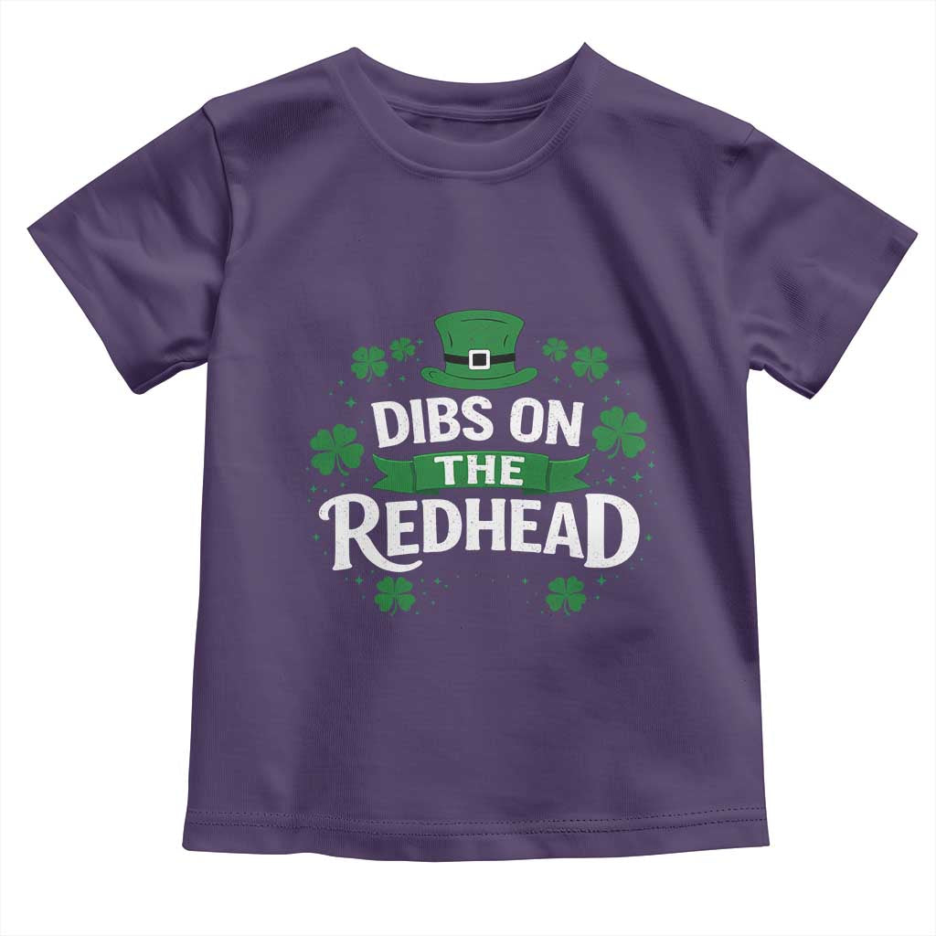 Funny Irish St Patricks Day Dibs On The Redhead Toddler T Shirt Lucky Shamrock Clovers TS10 Purple Print Your Wear