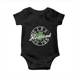 Funny Irish St Patricks Day Dibs On The Redhead Baby Onesie Retro Lucky Shamrock TS10 Black Print Your Wear