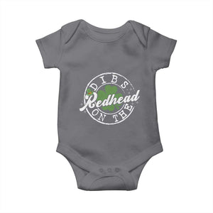 Funny Irish St Patricks Day Dibs On The Redhead Baby Onesie Retro Lucky Shamrock TS10 Charcoal Print Your Wear