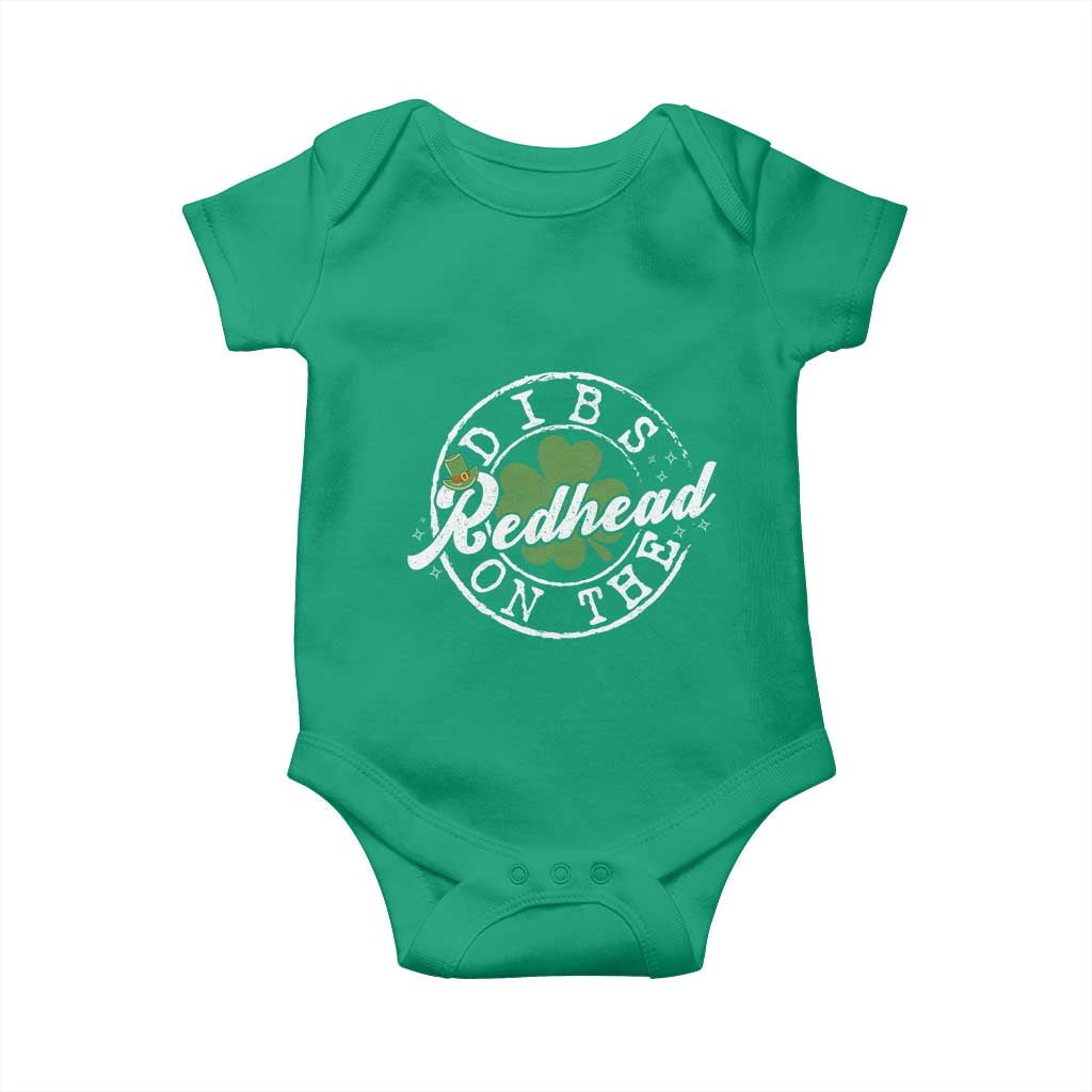 Funny Irish St Patricks Day Dibs On The Redhead Baby Onesie Retro Lucky Shamrock TS10 Irish Green Print Your Wear