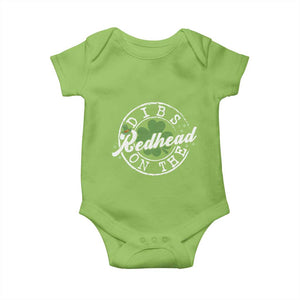 Funny Irish St Patricks Day Dibs On The Redhead Baby Onesie Retro Lucky Shamrock TS10 Lime Print Your Wear