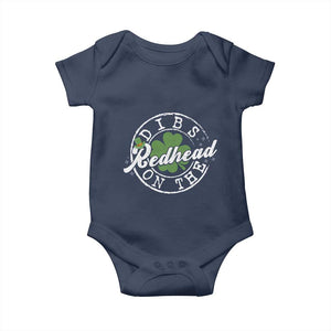 Funny Irish St Patricks Day Dibs On The Redhead Baby Onesie Retro Lucky Shamrock TS10 Navy Print Your Wear