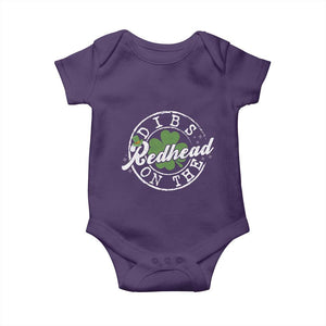 Funny Irish St Patricks Day Dibs On The Redhead Baby Onesie Retro Lucky Shamrock TS10 Purple Print Your Wear