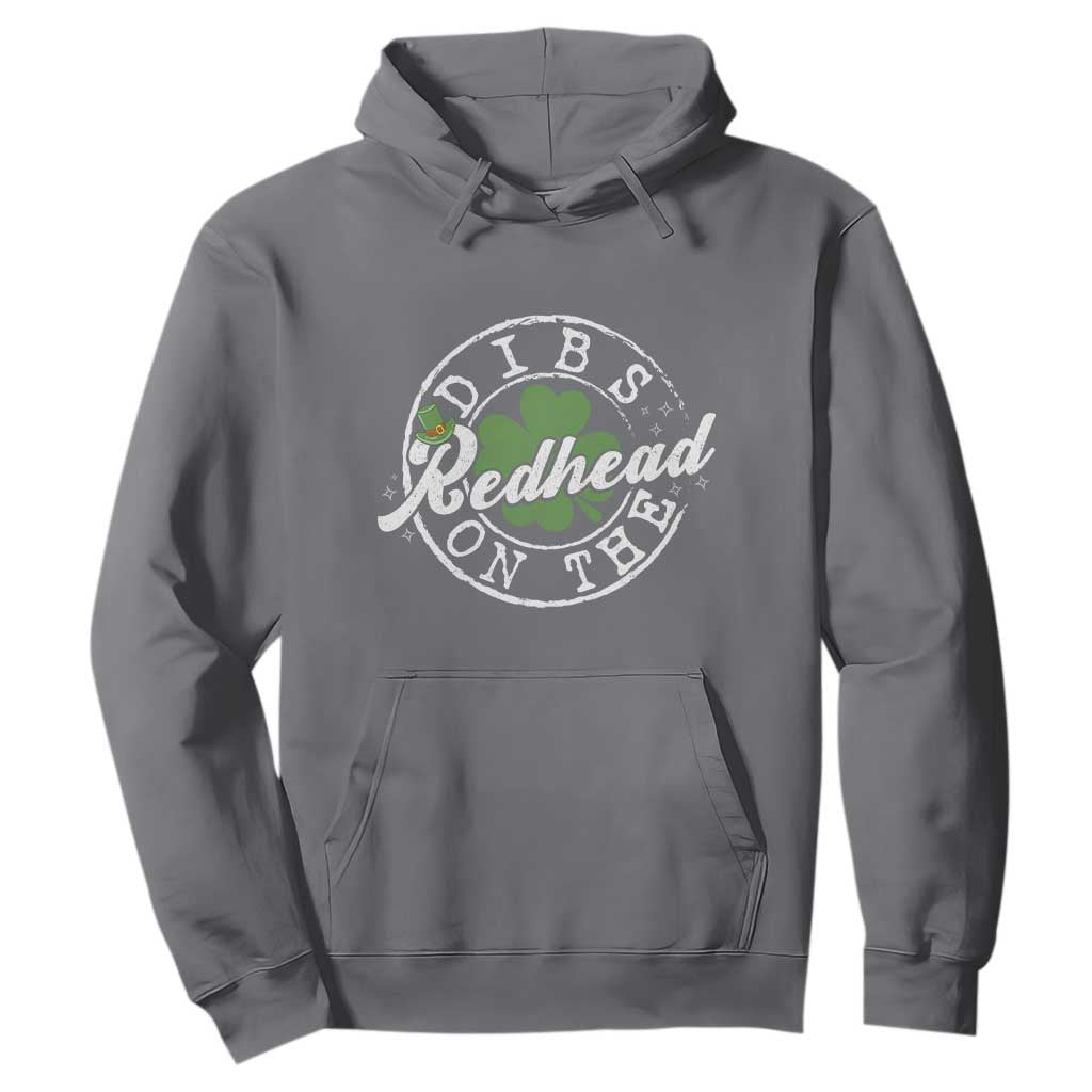 Funny Irish St Patricks Day Dibs On The Redhead Hoodie Retro Lucky Shamrock TS10 Charcoal Print Your Wear