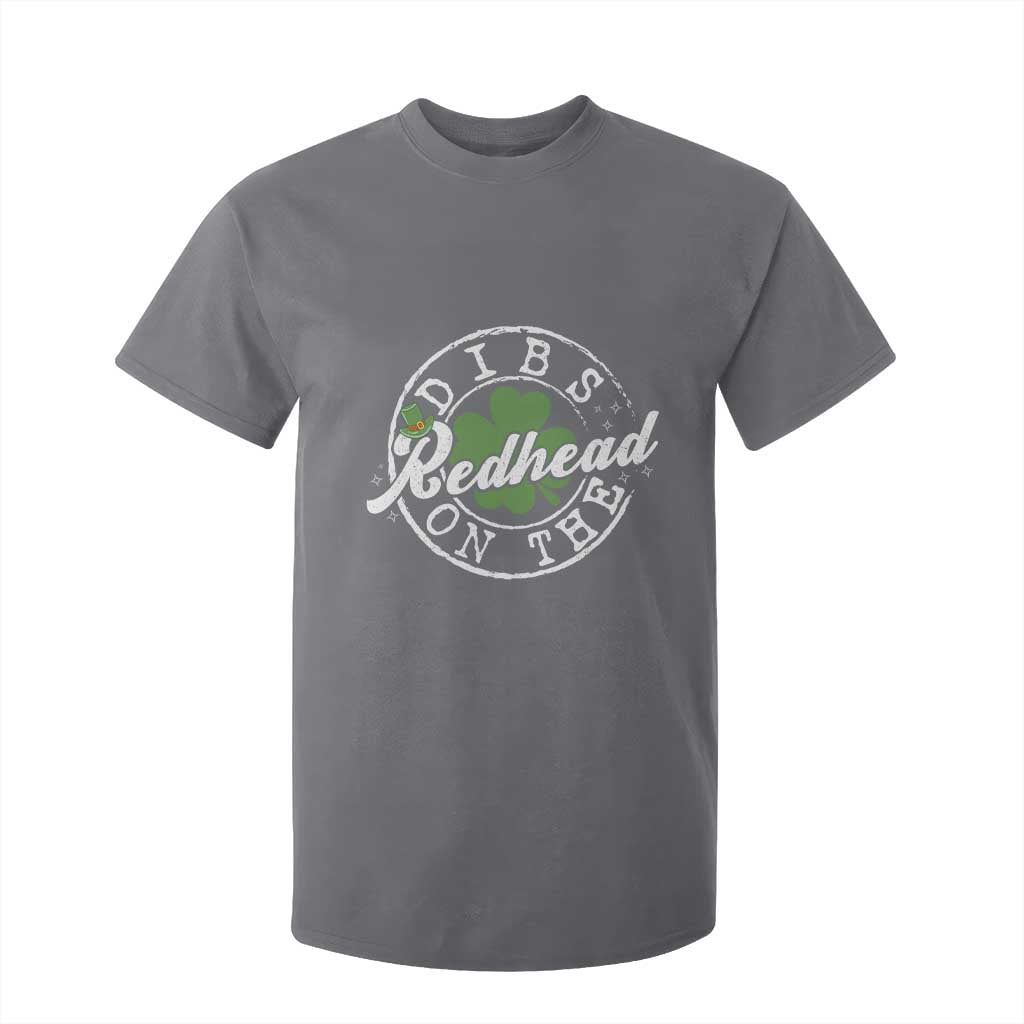 Funny Irish St Patricks Day Dibs On The Redhead T Shirt For Kid Retro Lucky Shamrock TS10 Charcoal Print Your Wear