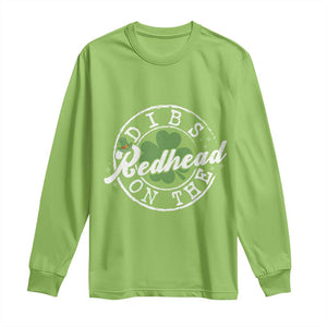 Funny Irish St Patricks Day Dibs On The Redhead Long Sleeve Shirt Retro Lucky Shamrock TS10 Lime Print Your Wear