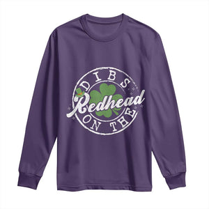Funny Irish St Patricks Day Dibs On The Redhead Long Sleeve Shirt Retro Lucky Shamrock TS10 Purple Print Your Wear