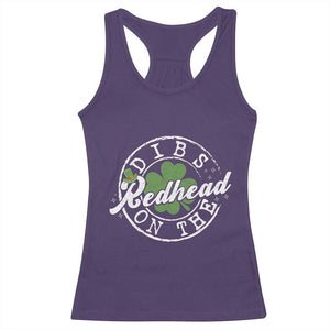 Funny Irish St Patricks Day Dibs On The Redhead Racerback Tank Top Retro Lucky Shamrock TS10 Purple Print Your Wear