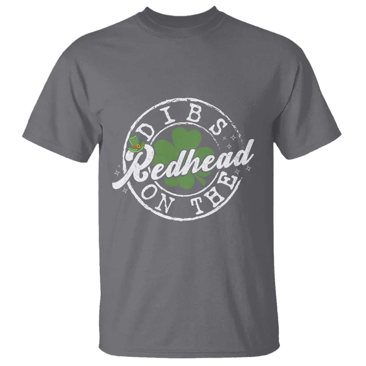 Funny Irish St Patricks Day Dibs On The Redhead T Shirt Retro Lucky Shamrock TS10 Charcoal Print Your Wear