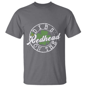 Funny Irish St Patricks Day Dibs On The Redhead T Shirt Retro Lucky Shamrock TS10 Charcoal Print Your Wear