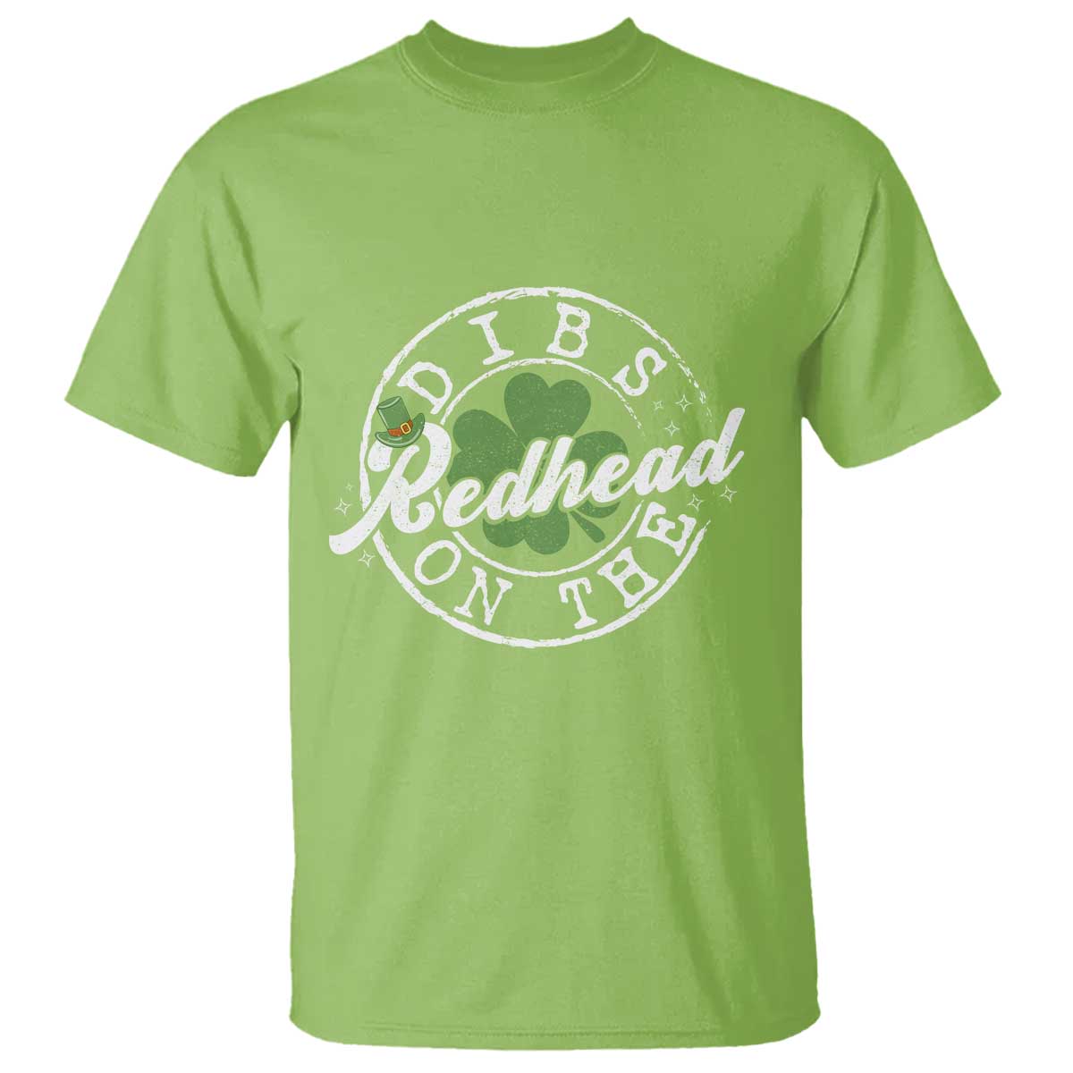 Funny Irish St Patricks Day Dibs On The Redhead T Shirt Retro Lucky Shamrock TS10 Lime Print Your Wear