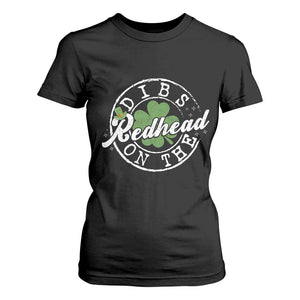 Funny Irish St Patricks Day Dibs On The Redhead T Shirt For Women Retro Lucky Shamrock TS10 Black Print Your Wear