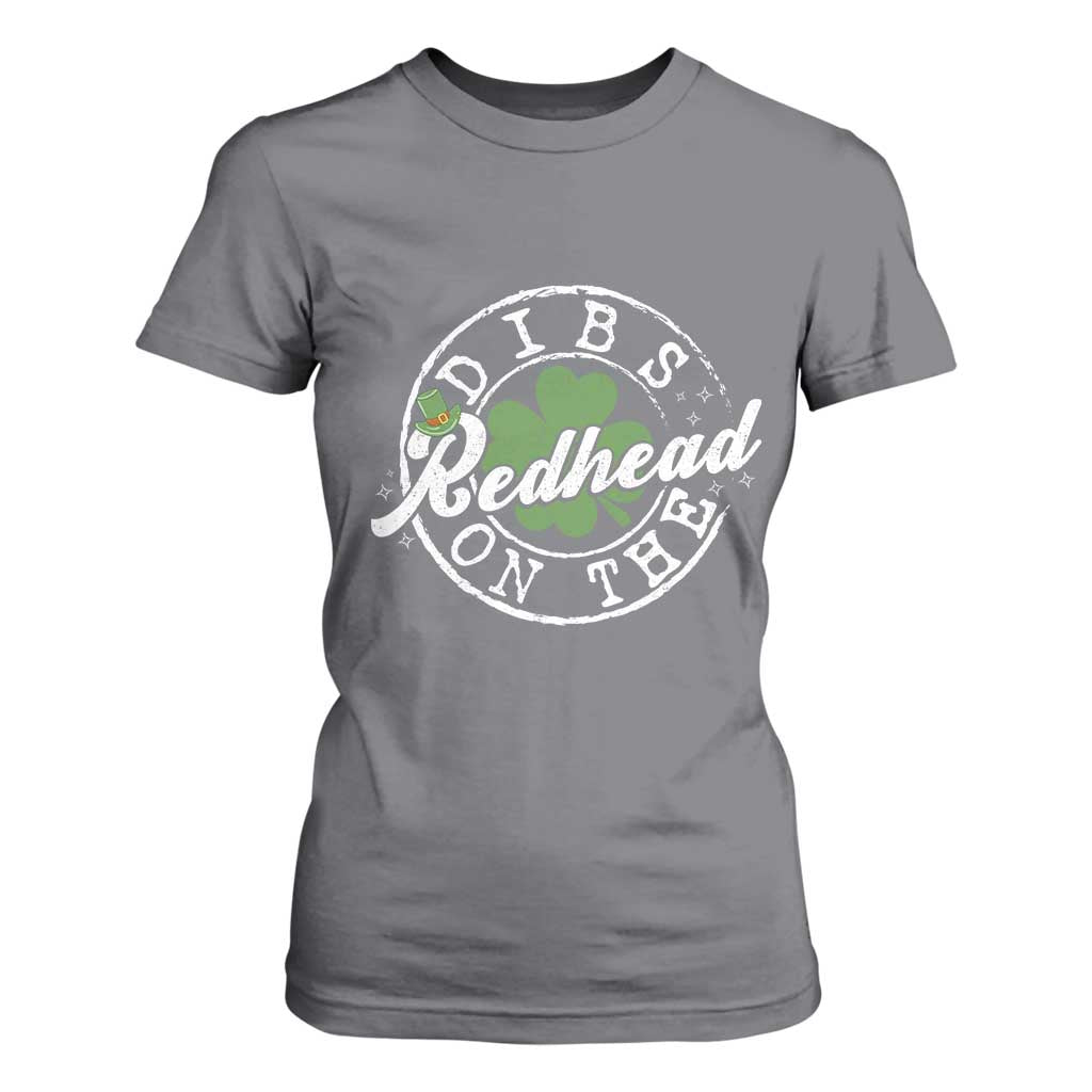 Funny Irish St Patricks Day Dibs On The Redhead T Shirt For Women Retro Lucky Shamrock TS10 Charcoal Print Your Wear