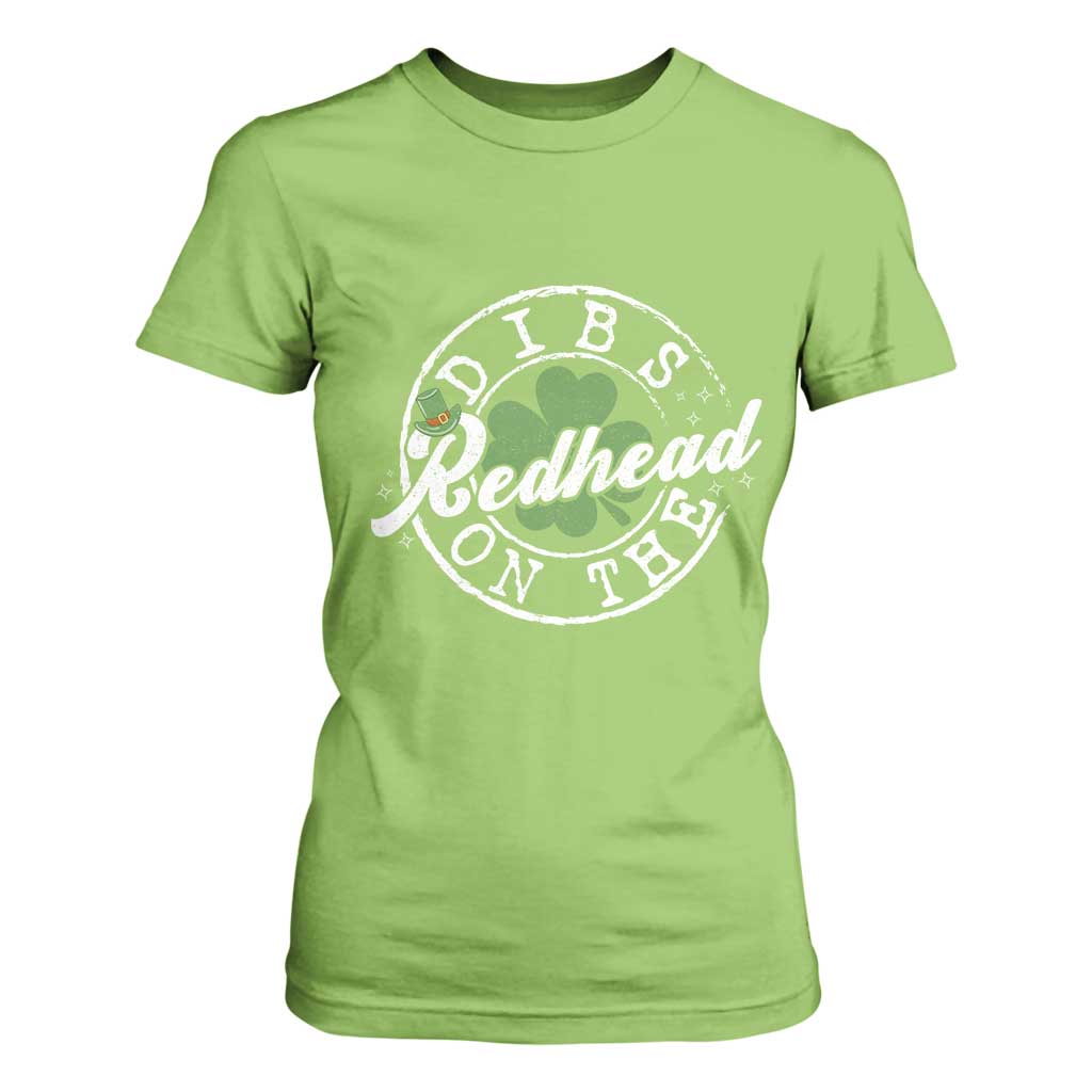 Funny Irish St Patricks Day Dibs On The Redhead T Shirt For Women Retro Lucky Shamrock TS10 Lime Print Your Wear