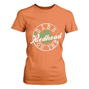 Funny Irish St Patricks Day Dibs On The Redhead T Shirt For Women Retro Lucky Shamrock TS10 Orange Print Your Wear
