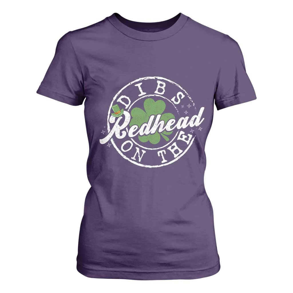 Funny Irish St Patricks Day Dibs On The Redhead T Shirt For Women Retro Lucky Shamrock TS10 Purple Print Your Wear
