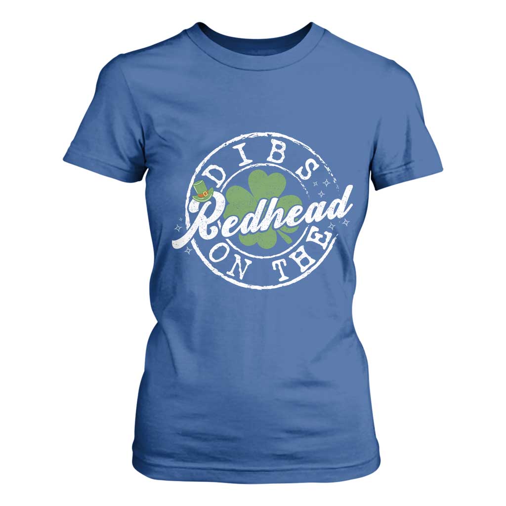 Funny Irish St Patricks Day Dibs On The Redhead T Shirt For Women Retro Lucky Shamrock TS10 Royal Blue Print Your Wear