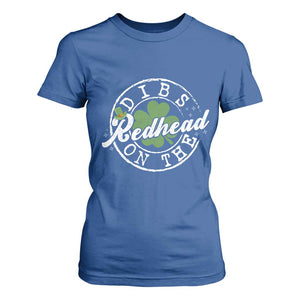 Funny Irish St Patricks Day Dibs On The Redhead T Shirt For Women Retro Lucky Shamrock TS10 Royal Blue Print Your Wear