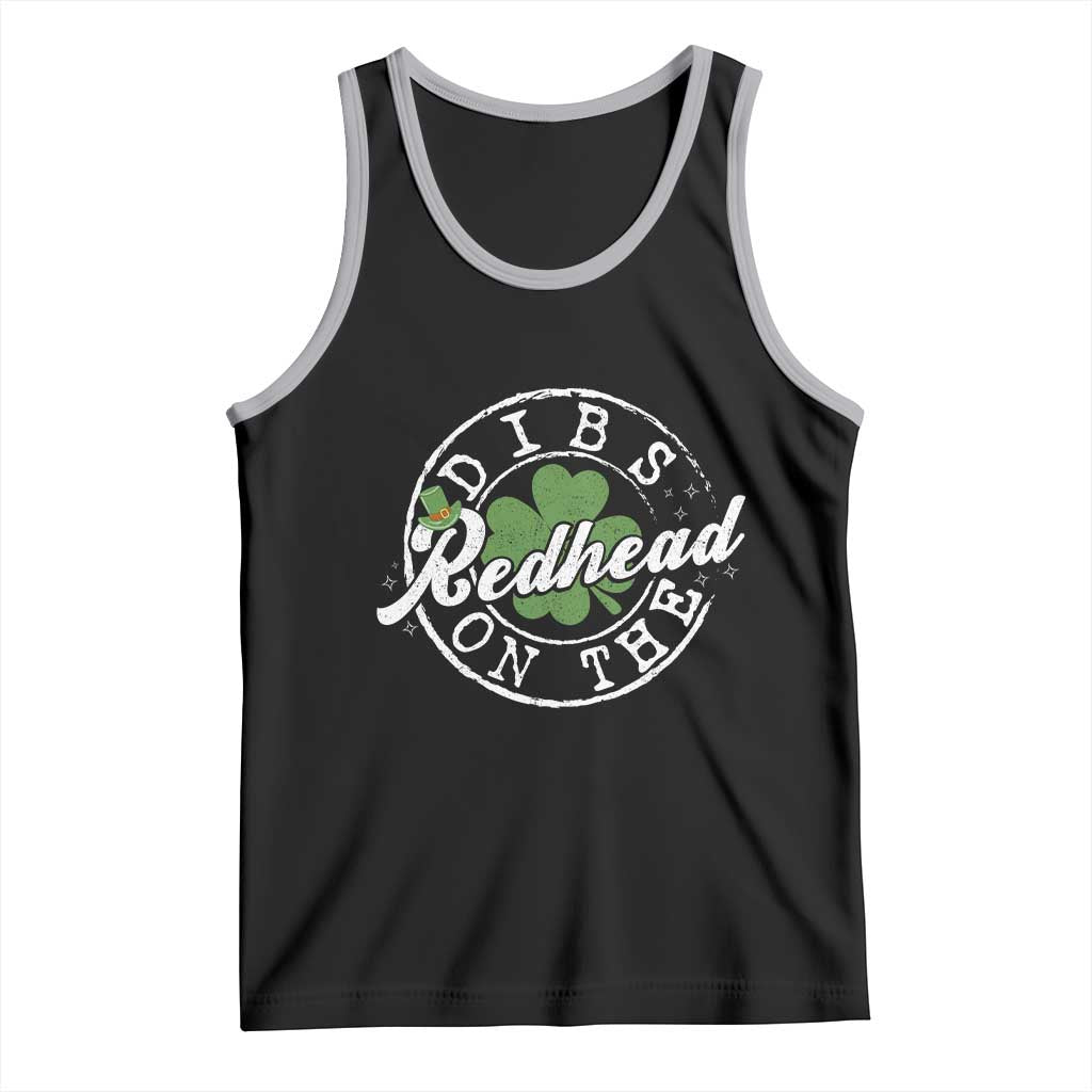 Funny Irish St Patricks Day Dibs On The Redhead Tank Top Retro Lucky Shamrock TS10 Black Athletic Heather Print Your Wear