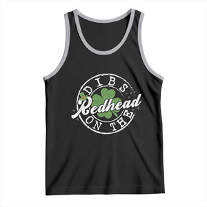 Funny Irish St Patricks Day Dibs On The Redhead Tank Top Retro Lucky Shamrock TS10 Black Athletic Heather Print Your Wear