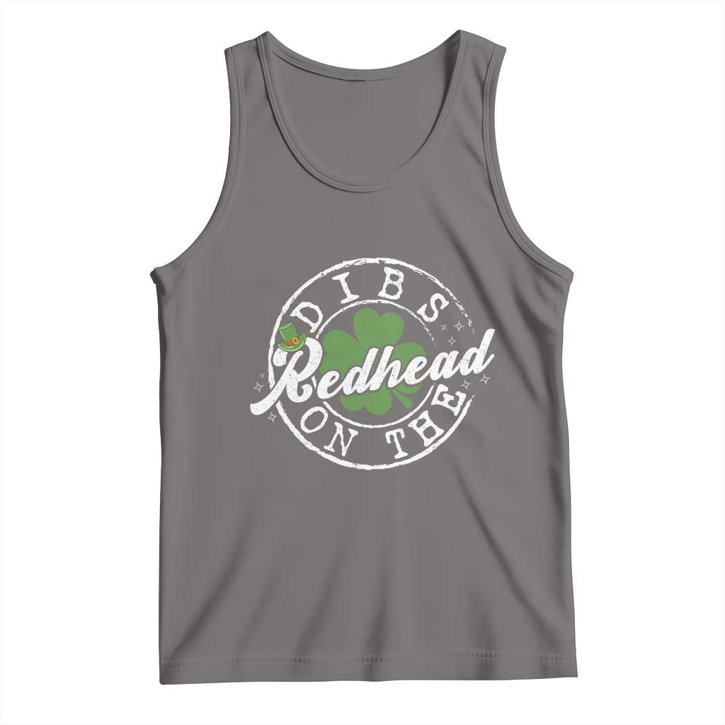 Funny Irish St Patricks Day Dibs On The Redhead Tank Top Retro Lucky Shamrock TS10 Deep Heather Print Your Wear