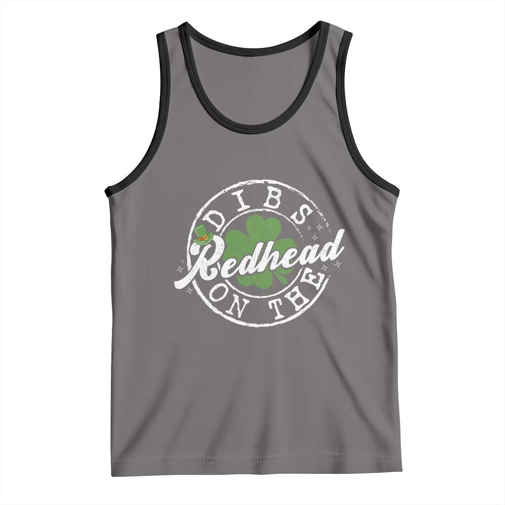 Funny Irish St Patricks Day Dibs On The Redhead Tank Top Retro Lucky Shamrock TS10 Deep Heather Black Print Your Wear