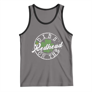 Funny Irish St Patricks Day Dibs On The Redhead Tank Top Retro Lucky Shamrock TS10 Deep Heather Black Print Your Wear