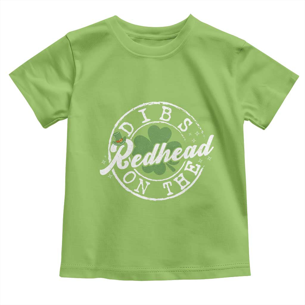 Funny Irish St Patricks Day Dibs On The Redhead Toddler T Shirt Retro Lucky Shamrock TS10 Lime Print Your Wear