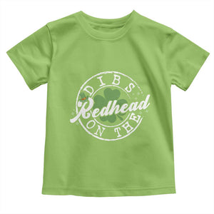 Funny Irish St Patricks Day Dibs On The Redhead Toddler T Shirt Retro Lucky Shamrock TS10 Lime Print Your Wear