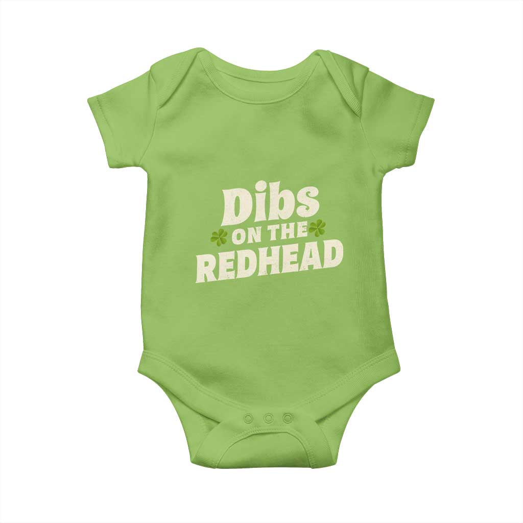 Dibs On The Redhead Baby Onesie Funny Irish St Patricks Day Lucky Shamrock TS10 Lime Print Your Wear