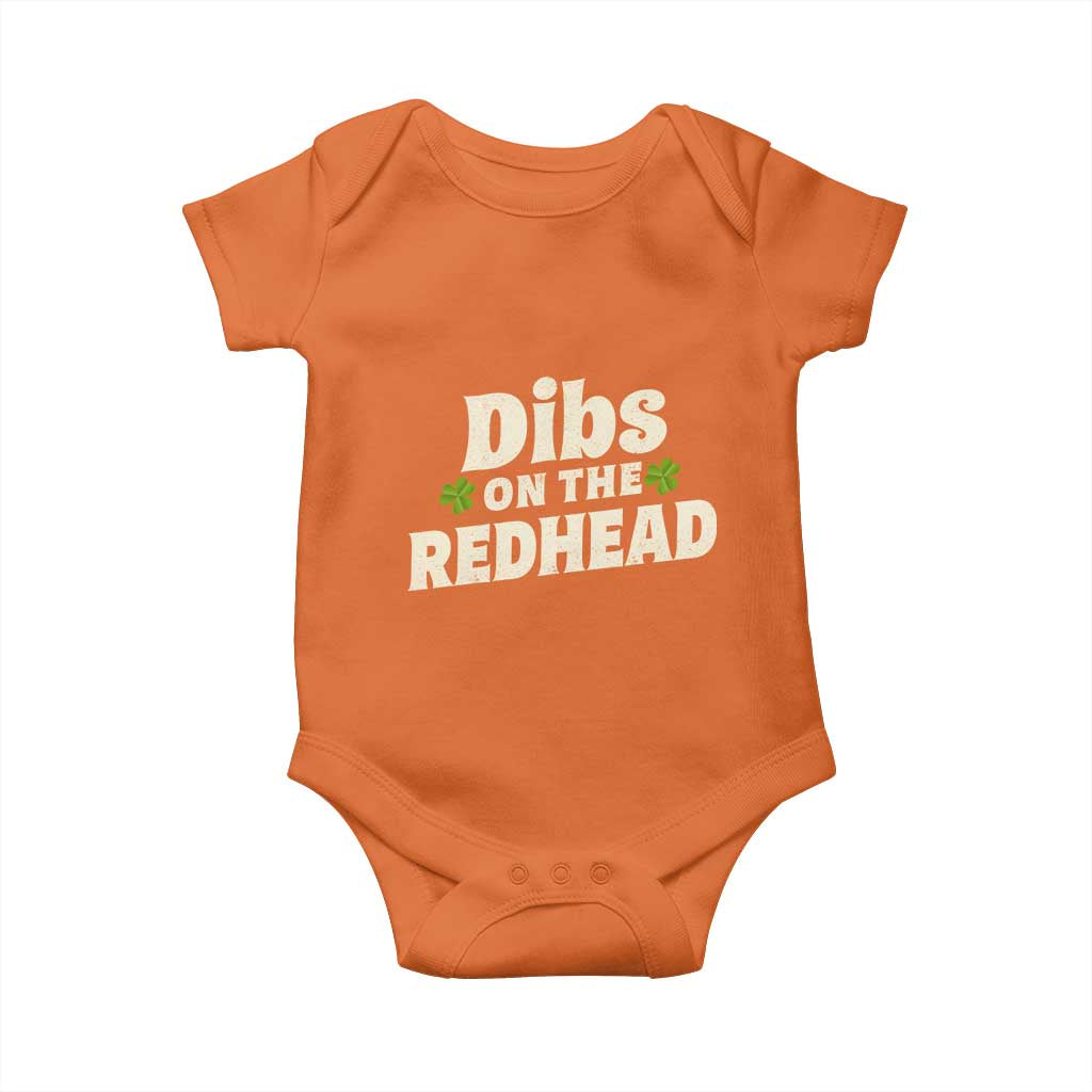 Dibs On The Redhead Baby Onesie Funny Irish St Patricks Day Lucky Shamrock TS10 Orange Print Your Wear
