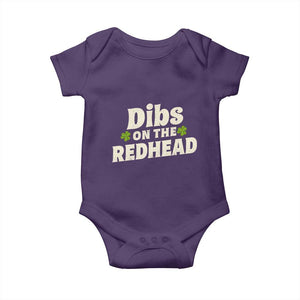 Dibs On The Redhead Baby Onesie Funny Irish St Patricks Day Lucky Shamrock TS10 Purple Print Your Wear